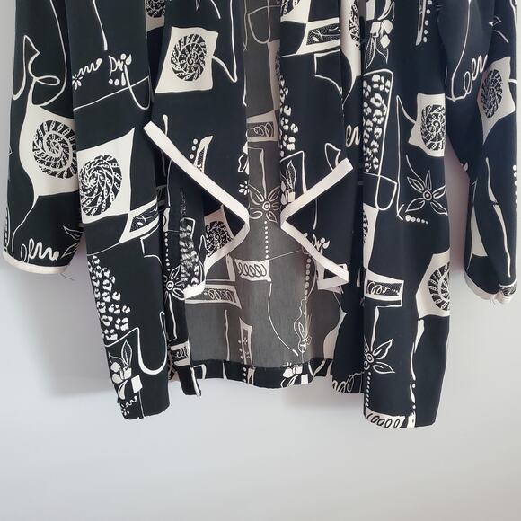 Peter Popovich Vintage Black & White Graphic Open Blazer 16 - Picture 4 of 9